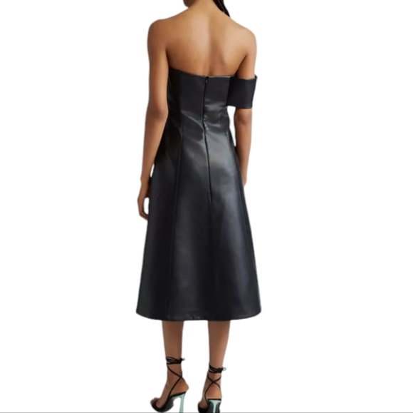 ISRAELLA KOBLA Simphi One-Shoulder Faux Leather Dress Black ...Size 14 - Picture 2 of 11